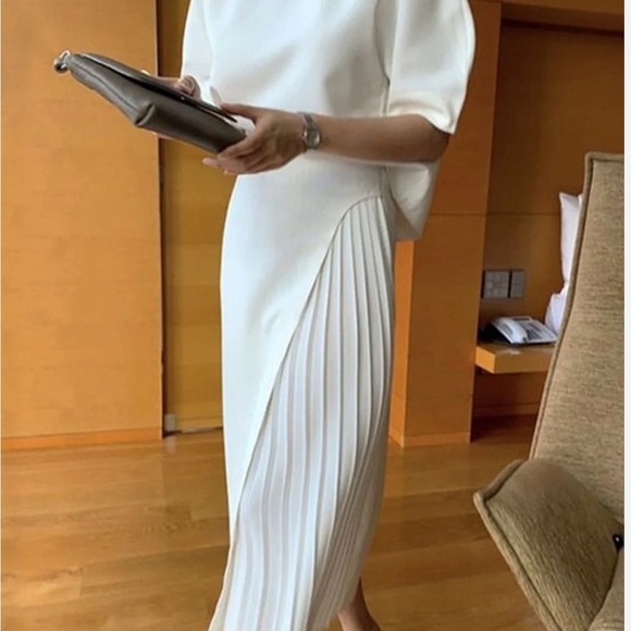 STYLEWE White Asymmetrical Midi Pencil Dress - Picture 1 of 3